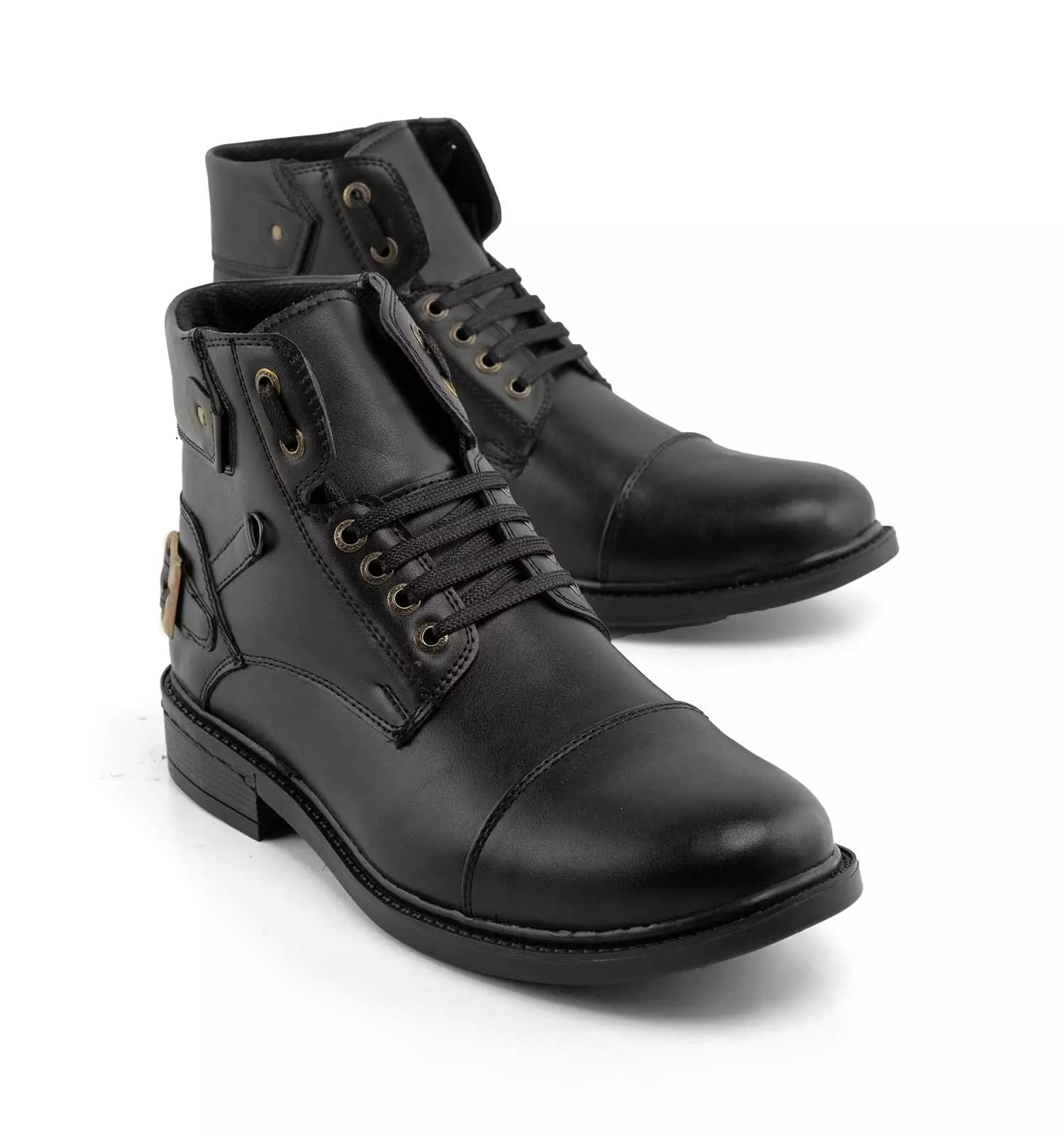 Black synthetic leather ankle boots for men chizitobekhar 10 نیم بوت چرم مصنوعی مردانه مشکی بند دار | چیزیتو بخر