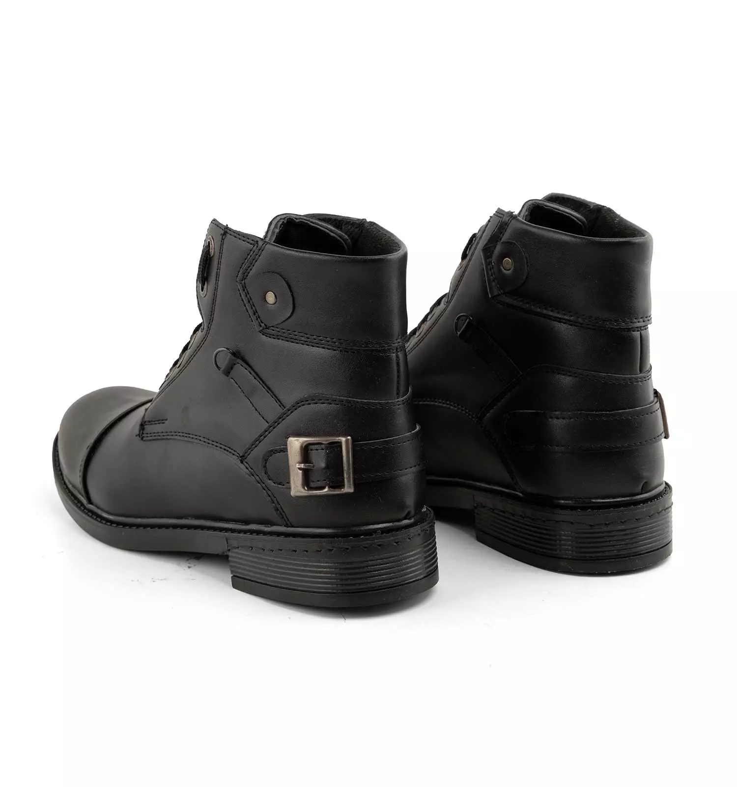Black synthetic leather ankle boots for men chizitobekhar 11 نیم بوت چرم مصنوعی مردانه مشکی بند دار | چیزیتو بخر