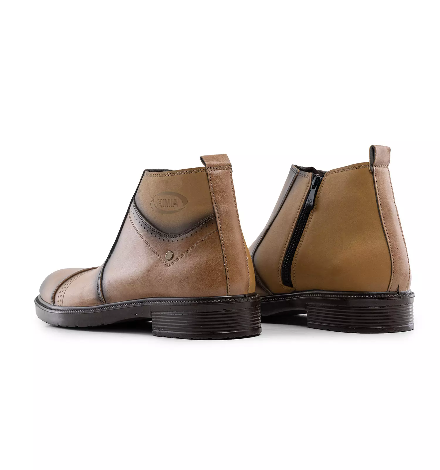 Formal men synthetic leather ankle boots chizitobekhar 1 نیم بوت چرم مصنوعی مردانه رسمی زیپ دار قهوه ای Kian | چیزیتو بخر