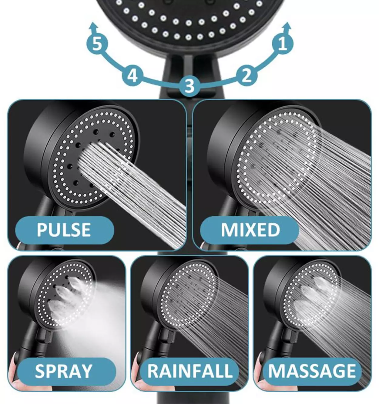 High pressure head shower with 5 modes chizitobekhar 1 سردوش پرفشار 5 حالته | چیزیتوبخر