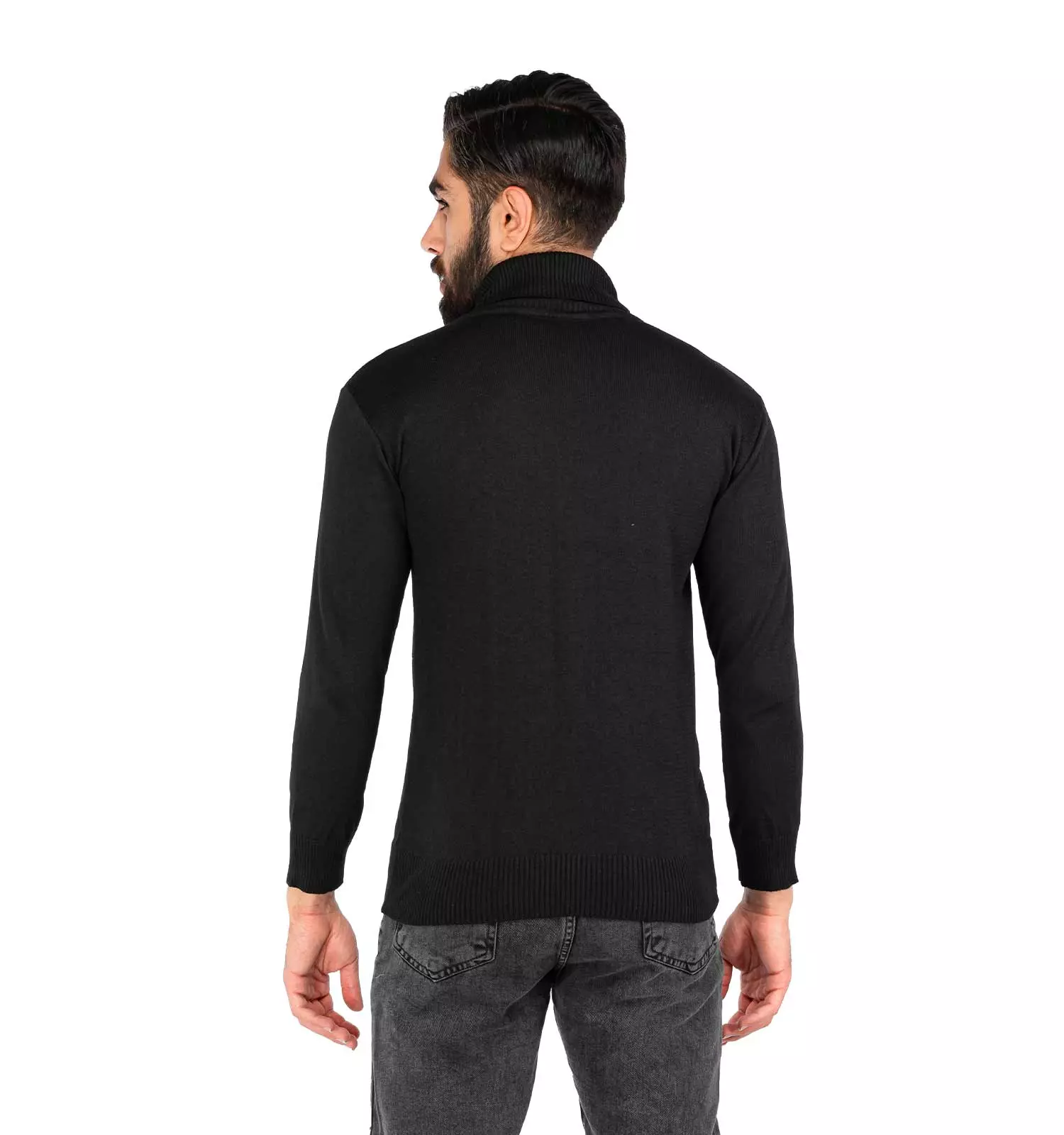 Men plain black free size polo shirt chizitobekhar 1 بافت مردانه یقه اسکی مشکی فری سایز ساده Polo | چیزیتو بخر