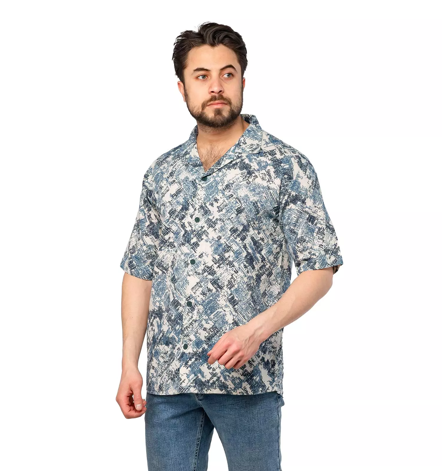 Men patterned hemp shirt chizitobekhar 3 پیراهن کنفی مردانه نیم آستین طرح دار | چیزیتو بخر