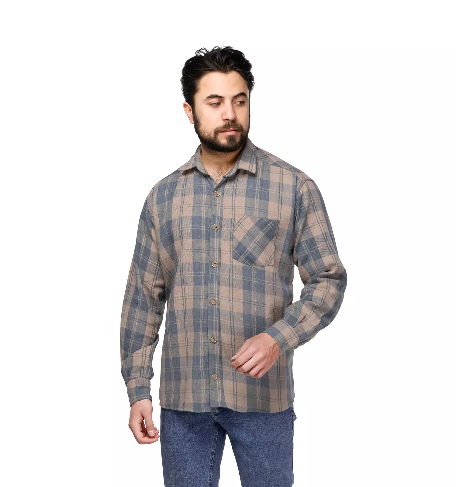 Men wool sports shirt chizitobekhar 0 پیراهن اسپرت پشمی مردانه آستین بلند چهارخانه | چیزیتو بخر